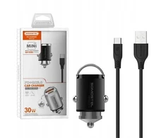 Somostel Įkroviklis Automobilinis įkroviklis USB/TYP-C + kabelis Typ-C - Typ-C 5A 1m Power Delivery PD+QC3.0 Juodas SMS-A40 (33668)