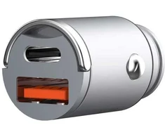 Somostel įkroviklis automobilinis USB / Type-C 5A 30W QC PD sidabrinis SMS-A99 (35519)