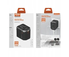 „Somostel“ įkroviklis, maitinimo adapteris visam pasauliui, 2x USB / Type-C 20W QC PD, juodas SMS-Q43 (35522)