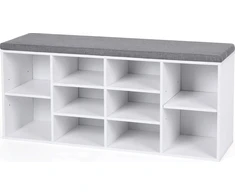 Songmics VASAGLE batų suoliukas su paminkštinta sėdyne, 10 skyrių, 104 × 30 × 48 cm, LHS10WT