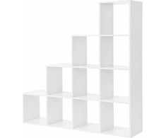 Songmics VASAGLE laisvai pastatoma laiptinė knygų lentyna su 10 skyrių, 129.5 × 129.5 × 29 cm, LBC10WTV1