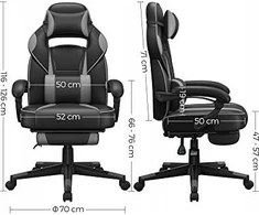 Songmics Biuro kėdė Žaidimų kėdė Biuro kėdė su atrama kojoms, Biuro kėdė su galvos atrama ir juosmens pagalvėlėmis, Reguliuojamo aukščio, Ergonomiška