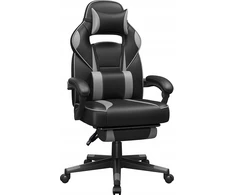 Songmics Biuro kėdė Žaidimų kėdė Biuro kėdė su atrama kojoms, Biuro kėdė su galvos atrama ir juosmens pagalvėlėmis, Reguliuojamo aukščio, Ergonomiška