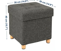 SONGMICS sandėliavimo pufas su medinėmis kojelėmis 38 x 38 x 40 cm LSF14GYZ