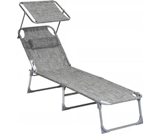 SONGMICS lauko sulankstoma gultas su stogeliu, reguliuojamas, 53 x 193 x 29 cm, pilkas, GCB19T