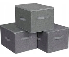 SONGMICS sulankstomos daiktų laikymo dėžės su dangčiais, 3 vnt., 40 x 30 x 25 mm URYZB03GV1