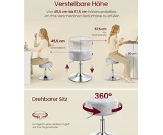 Songmics Kėdė reguliuojamo aukščio 360° pasukama pilkai melsva