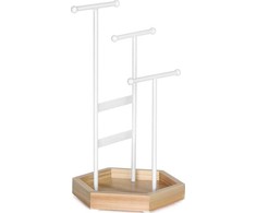 SONGMICS papuošalų stovas iš metalo ir medžio, 18 x 20.5 x 36 cm, baltas JJS03NW