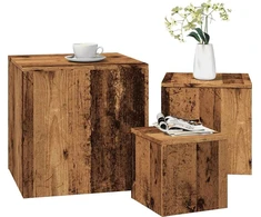 šoniniai staliukai 3 vnt Old Wood Engineered Wood