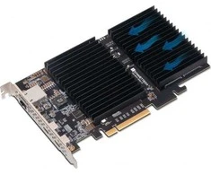 „Sonnet McFiver PCIe“ plokštė – daugiafunkcinė adapterio plokštė su dviem M.2 NVMe SSD lizdais, 10 Gb/s eterneto ryšiu ir dviem 10 Gb/s USB-C prievadais.