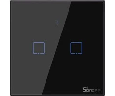 Sonoff T3EU2C-TX 2 kanalų sieninis jungiklis 230VAC juodas