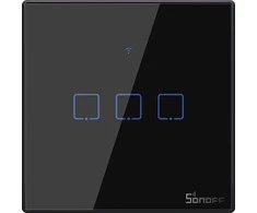 Sonoff T3EU3C-TX 3 kanalų sieninis jungiklis 230VAC juodas