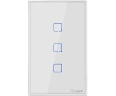 Šakotuvas Sonoff T2US3C - 3-Gan Wi-Fi Smart Wall Switch US - Baltas