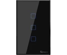 Šakotuvas Sonoff T3US3C - 3-Gang Wi- Fi Smart Wall perjungiklis US - Juoda