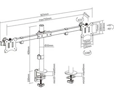 Sony „InLine®“ stalo laikiklis, skirtas 2 LCD/LED ekranams, kurių įstrižainė iki 81 cm (32 colio), maks. 9kg