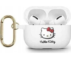 Hello Kitty HKA23DKHSH AirPods 1/2 Dėklas baltos spalvos Silicone 3D Kitty Head