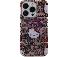 Hello Kitty HKHCN61HDGPTP Apple iPhone 11 / Xr 6.1″rožinės spalvos kietas dėklas IML Tags Graffiti