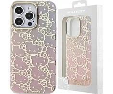Hello Kitty HKHCP13LHCHPEP Apple iPhone 13 Pro / 13 6.1″ rožinės spalvos kietas dėklas IML Gradient Electrop Crowded Kitty