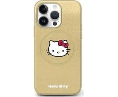 Hello Kitty HKHMP13LPGHCKD Apple iPhone 13 Pro/ 13 6.1″ auksinis kietas dėklas Leather Kitty Head MagSafe