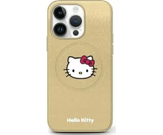 Hello Kitty HKHMP14LPGHCKD Apple iPhone 14 Pro 6.1″ auksinis kietas dėklas Leather Kitty Head MagSafe