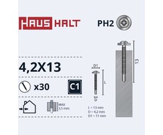 Haushalt Sourcing SELF SCR 4,2X13 MET/MET+DRILL ZN 30PCS