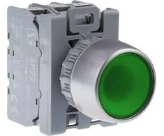 Spamel Valdymo mygtukas 22mm žalia 1Z 1R su savarankiškai grįžti su backlight (ST22-KZ-11- 230-LEDAC)
