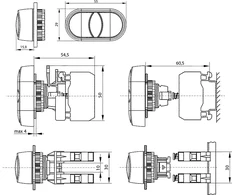 Spamel Valdymo mygtukas 22mm dvivietis raudonas / žalias su 2Z grįžimu (ST22- 2KL- 20Z / C)