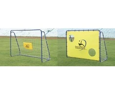 Lengvai surenkami mobilūs futbolo vartai + atmušimo sienelė Spartan 213x152x76cm