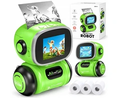 spausdintuvas nuotraukoms Xrec Robot Ai spausdintuvas termiczna zdjęcia vaikams głos Pl WIFI telefon + 3x papier / P11 / žalia (SB12278)