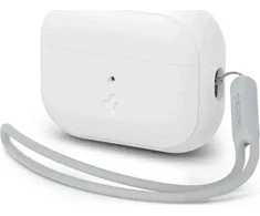 Spigen Silikoninis dėklas Silicone Fit baltas + pilkas dirželis - AirPods Pro (2-os kartos)