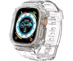 „Spigen Rugged Armor Pro“ dėklas – apyrankė su dėklu, skirta „Apple Watch Ultra“ 49 mm (skaidrus)