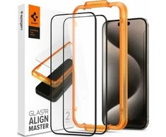Apsauginis stiklas telefonui Apple iPhone 15 Pro Max Spigen ALM Glass FC 2-pack juodas