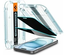 Apsauginis stiklas telefonui Apple iPhone 15 Spigen Glas.tr „EZ Fit” Privacy 2-pack