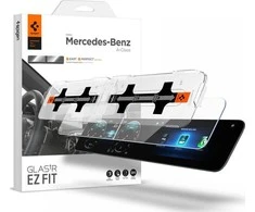 „Spigen Mercedes Benz Glass tR EZ Fit Crystal Clear“ ekrano apsauginių plėvelių pakuotė, 2 vnt. – A klasės 2021/2020 automobiliui