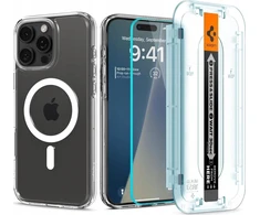 Dėklas Spigen Ultra Hybrid MagSafe, baltas + stiklas tR EZ Fit Pack - iPhone 16 Pro Max