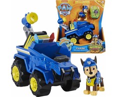 Spin Master Spin Master Paw Patrol Dino Rescue Chases Basic Vehicle, Toy Vehicle (Mėlyna/Geltona, Su šunų figūra ir Surprise Dino)