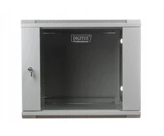 Spinta DIGIT Spinta jungiama į tinklą wisząca 19 9U rack 600x600, drzwi szyba, pilka, niedzielona, złożona, 60kg