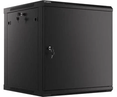LANBERG sieninė spintelė 19 colių 12U 600x600 plieninės durys juodas plokščias paketas