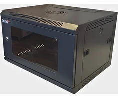 LEXI-Net 19" sieninė spinta 12U 600x450, keliamoji galia 60 kg, stiklinės durelės, išskleistos, juodos