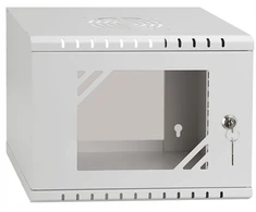 LEXI-Net 10" sieninis stelažas Basic 4U 292x300, stiklinės durys, be galinės sienelės, suvirintas, pilkas