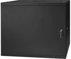 LEXI-Net 19" sieninė spinta Basic 9U 525x450, metalinės durelės, be nugarėlės, išlankstoma, juoda