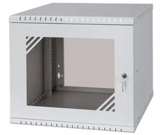 LEXI-Net 19" sieninė spinta Basic 9U 525x450, stiklinės durelės, be nugarėlės, išlankstoma, pilka