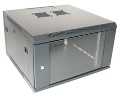 XtendLan 19" sieninė spinta 6U 600x600, keliamoji galia 60 kg, stiklinės durys, suvirintos, juodos