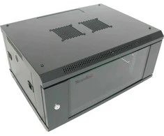 XtendLan 19" sieninė spinta 4U 600x450, keliamoji galia 60 kg, stiklinės durys, suvirintos, juodos