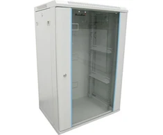 XtendLan 19" sieninė spinta 22U 600x600, keliamoji galia 60 kg, stiklinės dūminės durys, virintos, pilkos spalvos