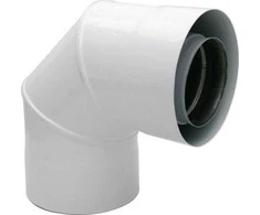 SpiroFlex 80/125-60/100 turbo dvigubos sienelės alkūnė 90 redukcijos balta