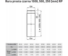 SpiroFlex Juodas vamzdis 160 0,25 m