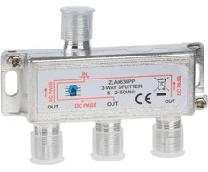 Cabletech 3 krypčių skirstytuvas, 5–2450 MHz maitinimo perdavimas