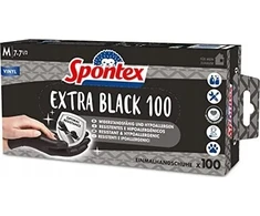 Spontex vienkartinės pirštinės Extra Juodas 100 vnt. su vinilu, M gr.