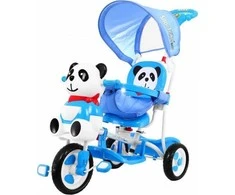 Ramiz Triratis "Panda" mėlynas + garsai + stogelis + barjeras + atrama kojoms + rankena + laikymo skyrius